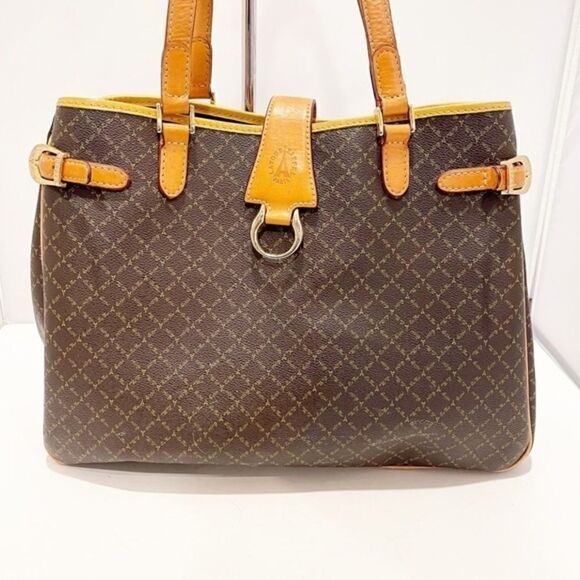 La Tour Eiffel Paris Should Bag Purse Tote Monogram Brown Tan - Picture 1 of 10